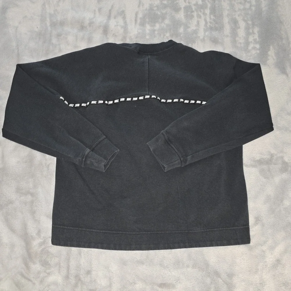 Nike Sportswear Optic Crewneck Top Womens Small Black NIKE Spell Out & Arm‎ Trim